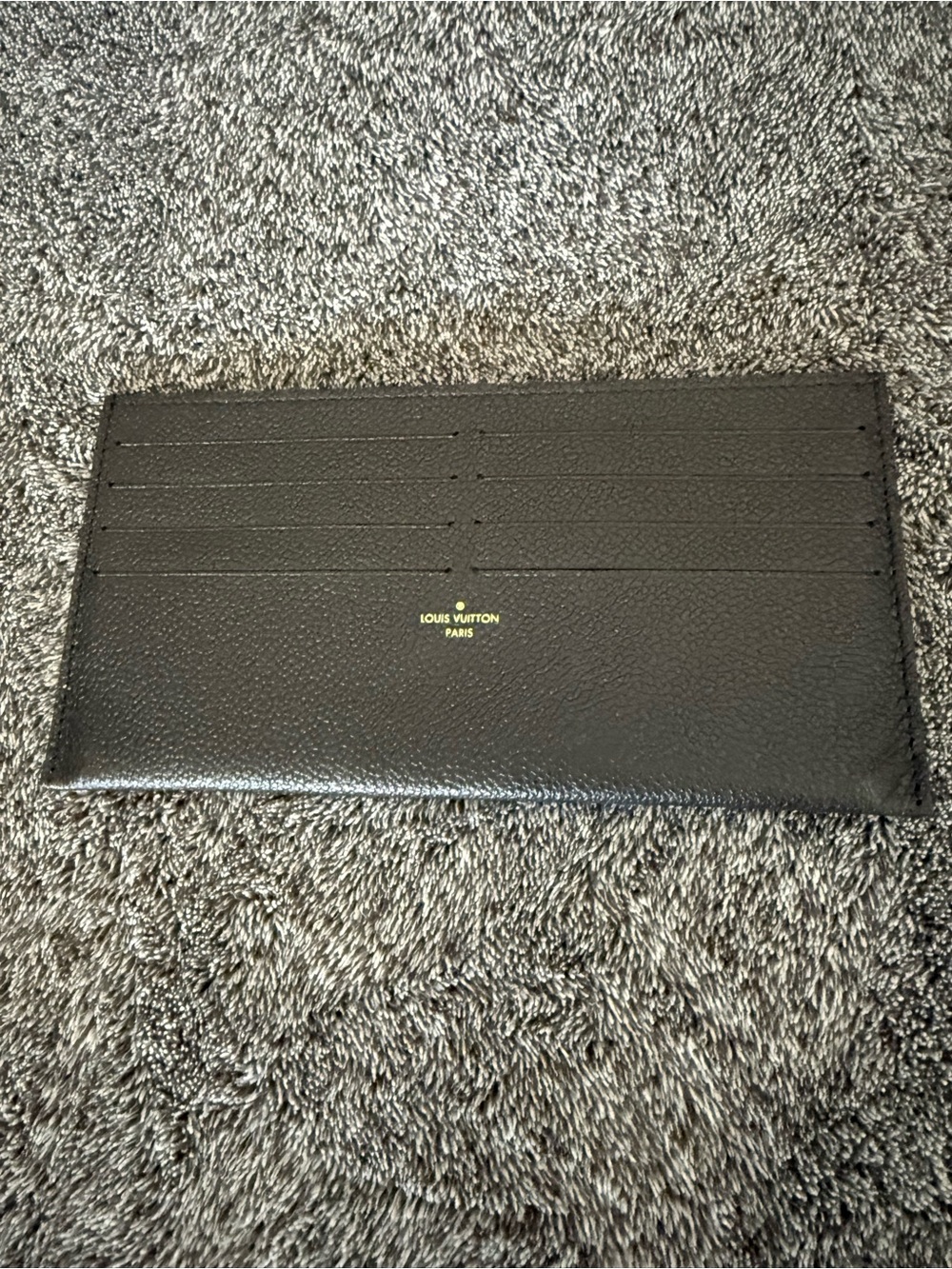 Louis Vuitton Black Leather Slim Card Organizer with Gold Logo